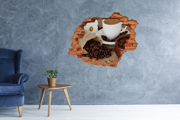Pegatina de vinilo agujero 3d para pared Café en la comodidad de tu hogar