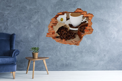 Pegatina de vinilo agujero 3d para pared Café en la comodidad de tu hogar