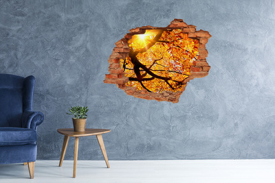 Vinilo pared rota 3d efecto realista Otoño dorado tras el muro