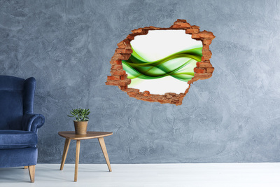 Samoprzylepna dziura ścienna 3D Zielona fala w dziurze w ścianie