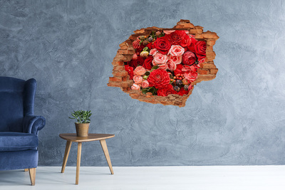 Pegatina de vinilo agujero 3d para pared Explosión floral en hormigón