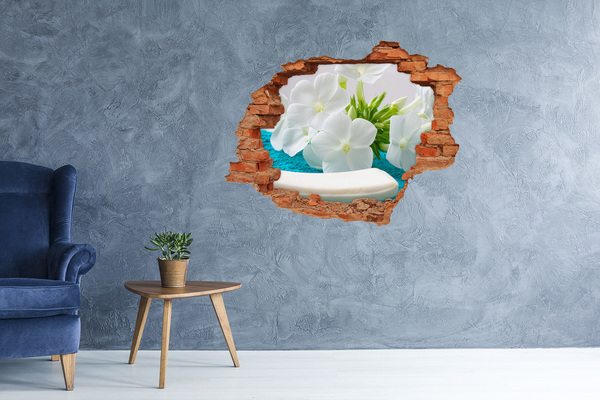 Pegatina de vinilo agujero 3d para pared Un paraíso de flores detrás del muro
