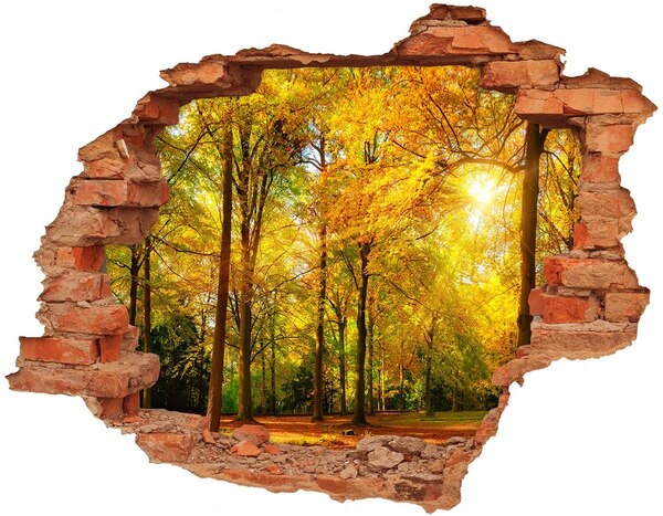 Pegatina de vinilo agujero 3d para pared Otoño en el bosque