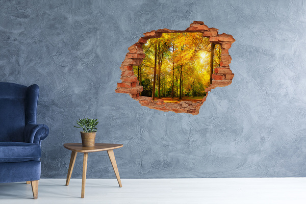 Pegatina de vinilo agujero 3d para pared Otoño en el bosque