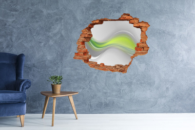 Vinilo pared rota 3d efecto realista Ola verde en un agujero de hormigón