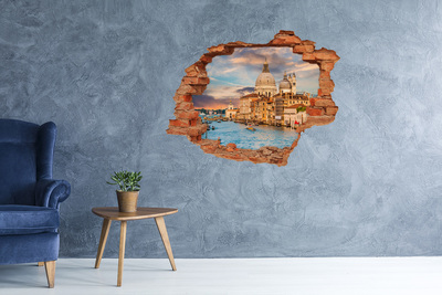 Pegatina de vinilo agujero 3d para pared Venecia al atardecer