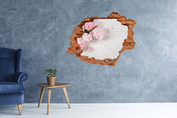 Trampantojo de pared rota efecto profundidad Flores en un muro desmoronado