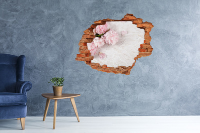 Trampantojo de pared rota efecto profundidad Flores en un muro desmoronado