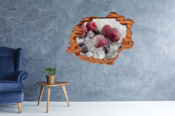 Vinilo pared rota 3d efecto realista Un paraíso frutal escondido en la pared