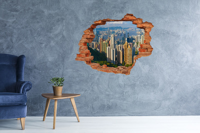 Vinilo pared rota 3d efecto realista Vista de Hong Kong