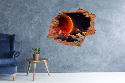 Pegatina de vinilo agujero 3d para pared Noche de luna en las nubes