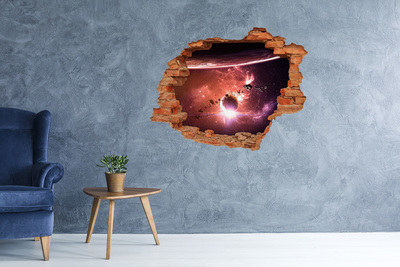Pegatina de vinilo agujero 3d para pared Viaje espacial a través de un agujero en la pared