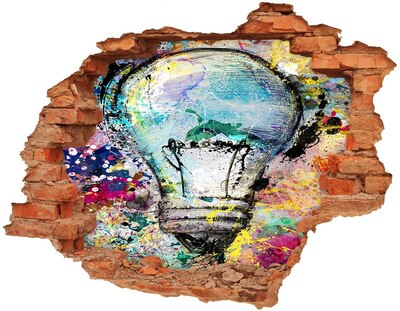 Vinilo pared rota 3d efecto realista Una pared dañada con una lámpara