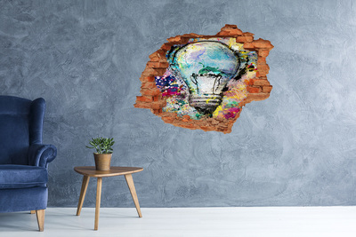 Vinilo pared rota 3d efecto realista Una pared dañada con una lámpara