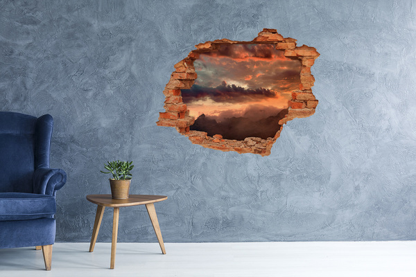 Pegatina de vinilo agujero 3d para pared Atardecer en las montañas