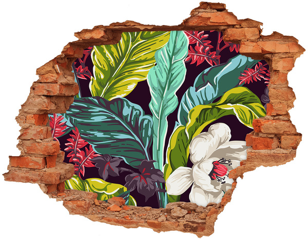 Pegatina de vinilo agujero 3d para pared Jardín tropical en un agujero en la pared
