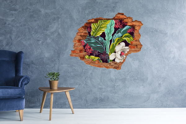 Pegatina de vinilo agujero 3d para pared Jardín tropical en un agujero en la pared