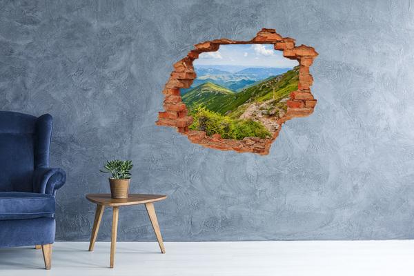 Pegatina de vinilo agujero 3d para pared Paisaje de montaña con un camino