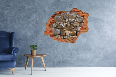 Vinilo pared rota 3d efecto realista Muro en ruinas con piedras
