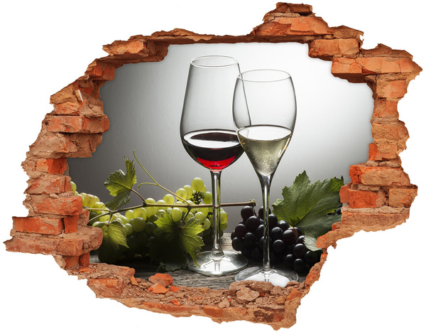 Pegatina de vinilo agujero 3d para pared Vino y uvas