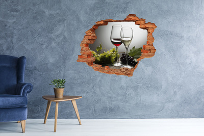 Pegatina de vinilo agujero 3d para pared Vino y uvas