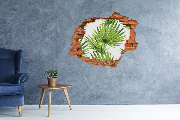 Pegatina de vinilo agujero 3d para pared Un oasis tropical en un agujero en la pared