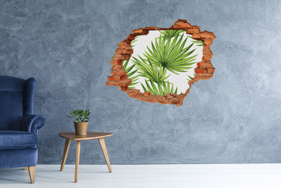 Pegatina de vinilo agujero 3d para pared Un oasis tropical en un agujero en la pared