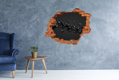 Vinilo pared rota 3d efecto realista Abismo negro con cristales