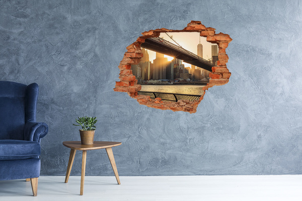 Pegatina agujero en la pared autoadhesiva Puente en la puesta de sol