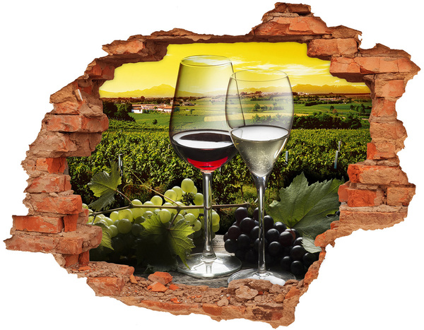 Pegatina de vinilo agujero 3d para pared Vino en el viñedo