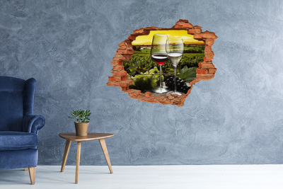 Pegatina de vinilo agujero 3d para pared Vino en el viñedo