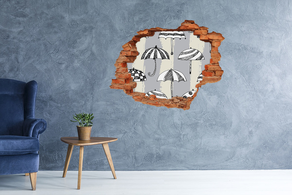 Pegatina de vinilo agujero 3d para pared Encantadoras sombrillas en la playa