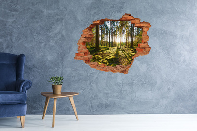 Vinilo pared rota 3d efecto realista Claro del bosque por la mañana