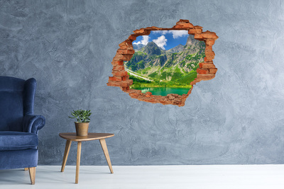 Pegatina de vinilo agujero 3d para pared Panorama de montaña con un lago