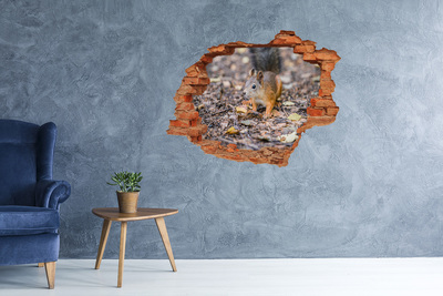 Pegatina de vinilo agujero 3d para pared Ardilla en el bosque