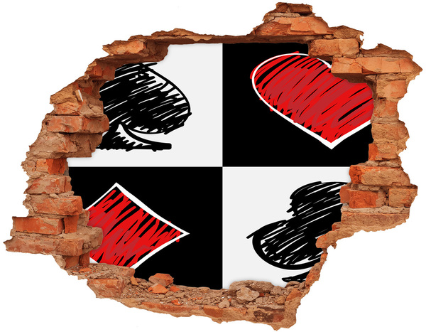 Pegatina de vinilo agujero 3d para pared Muro roto con acentos rojos