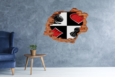 Pegatina de vinilo agujero 3d para pared Muro roto con acentos rojos