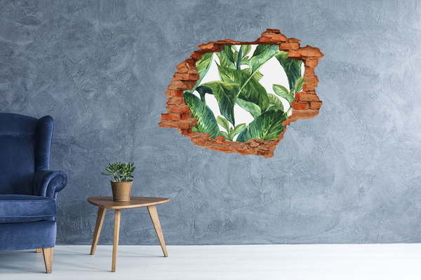 Vinilo pared rota 3d efecto realista Un oasis verde en hormigón