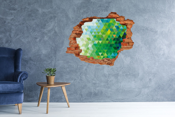 Pegatina de vinilo agujero 3d para pared Paisaje verde en un agujero en la pared