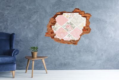 Vinilo pared rota 3d efecto realista Patrón floral sobre un fondo de hormigón