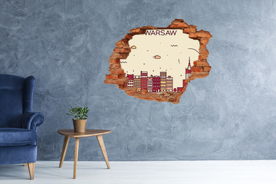 Vinilo pared rota 3d efecto realista La ciudad detrás del muro