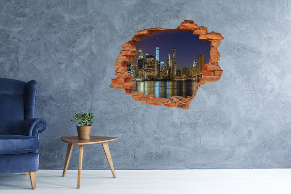 Pegatina de vinilo agujero 3d para pared Vista de la ciudad de noche