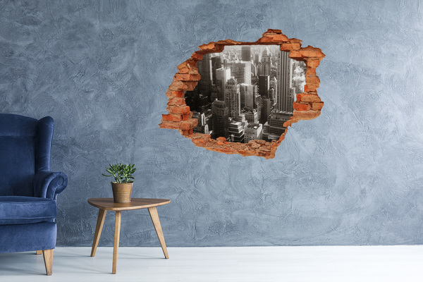 Pegatina agujero en la pared autoadhesiva Vista de la ciudad desde un agujero en la pared