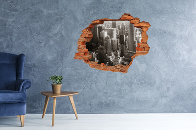 Pegatina agujero en la pared autoadhesiva Vista de la ciudad desde un agujero en la pared