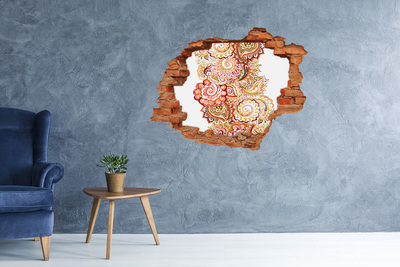 Pegatina agujero en la pared autoadhesiva Patrones coloridos sobre un fondo de hormigón