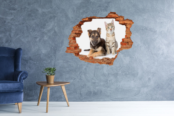 Vinilo pared rota 3d efecto realista Amigos del patio trasero