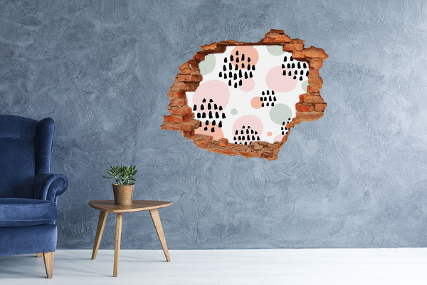 Vinilo pared rota 3d efecto realista Un agujero en la pared con manchas de colores