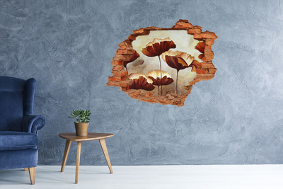 Pegatina agujero en la pared autoadhesiva Un sueño floral en una pared en ruinas