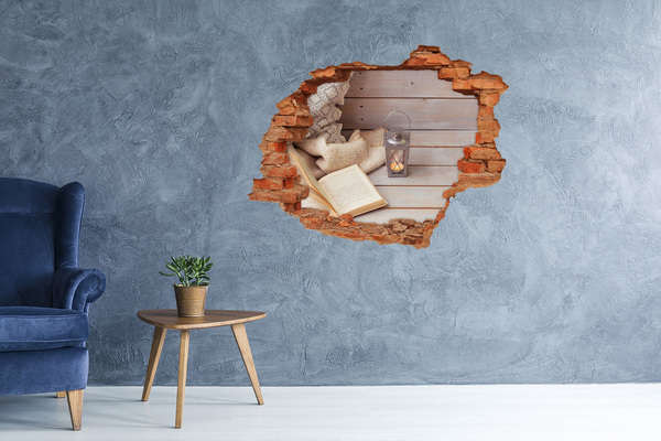 Fototapeta dziura na ścianę 3d Przytulny kącik z lampionem