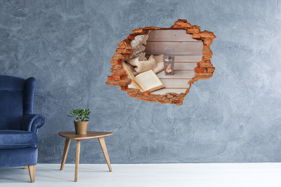 Pegatina de vinilo agujero 3d para pared Un rincón acogedor con una linterna